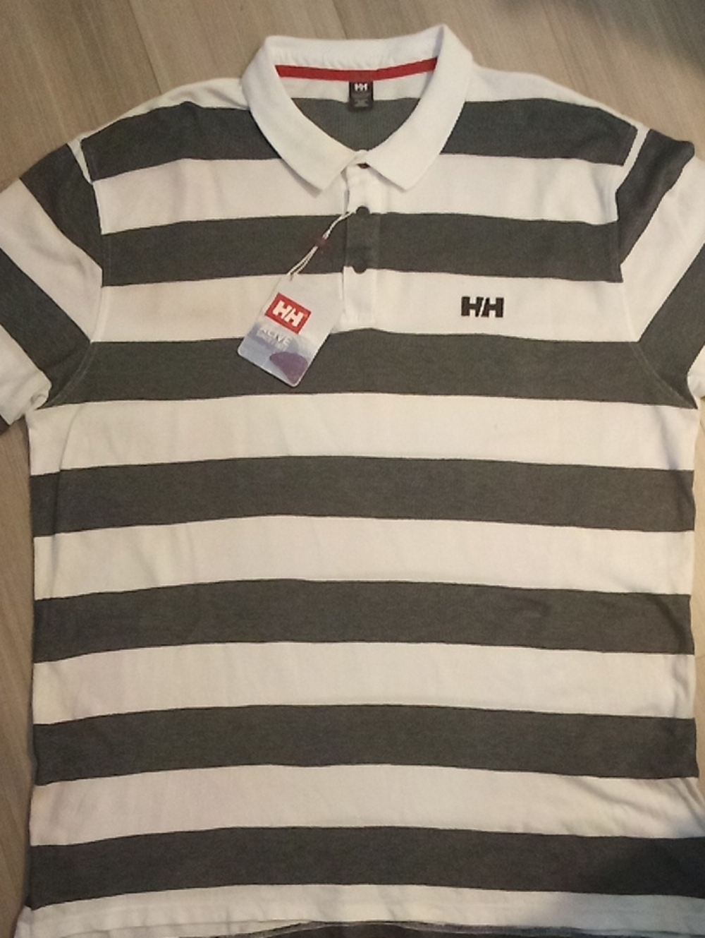 🌁 NWT: HELLY HANSON; MARSTRAND STRIPE POLO SHIRT, DRK. BLUE & WHITE/2X.